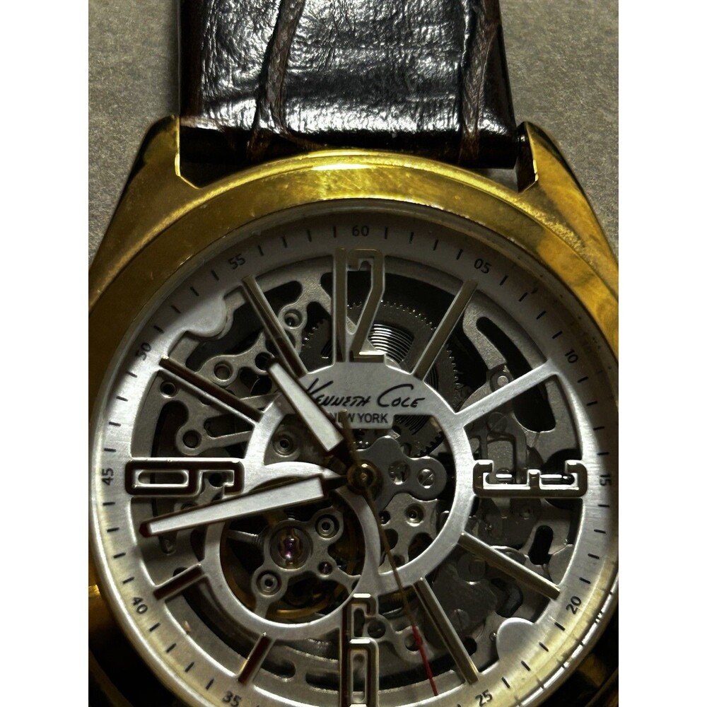 Kenneth Cole New York KC1905 Men's Automatic Skeleton Luxury Dress Golden Watch